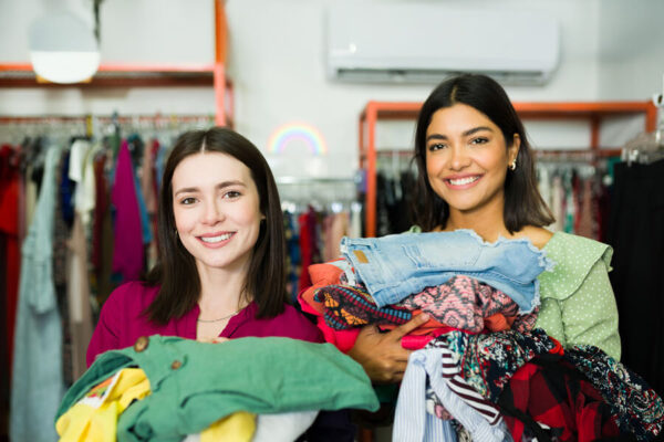 happy customers at a thrift store happy customers at a thrift store